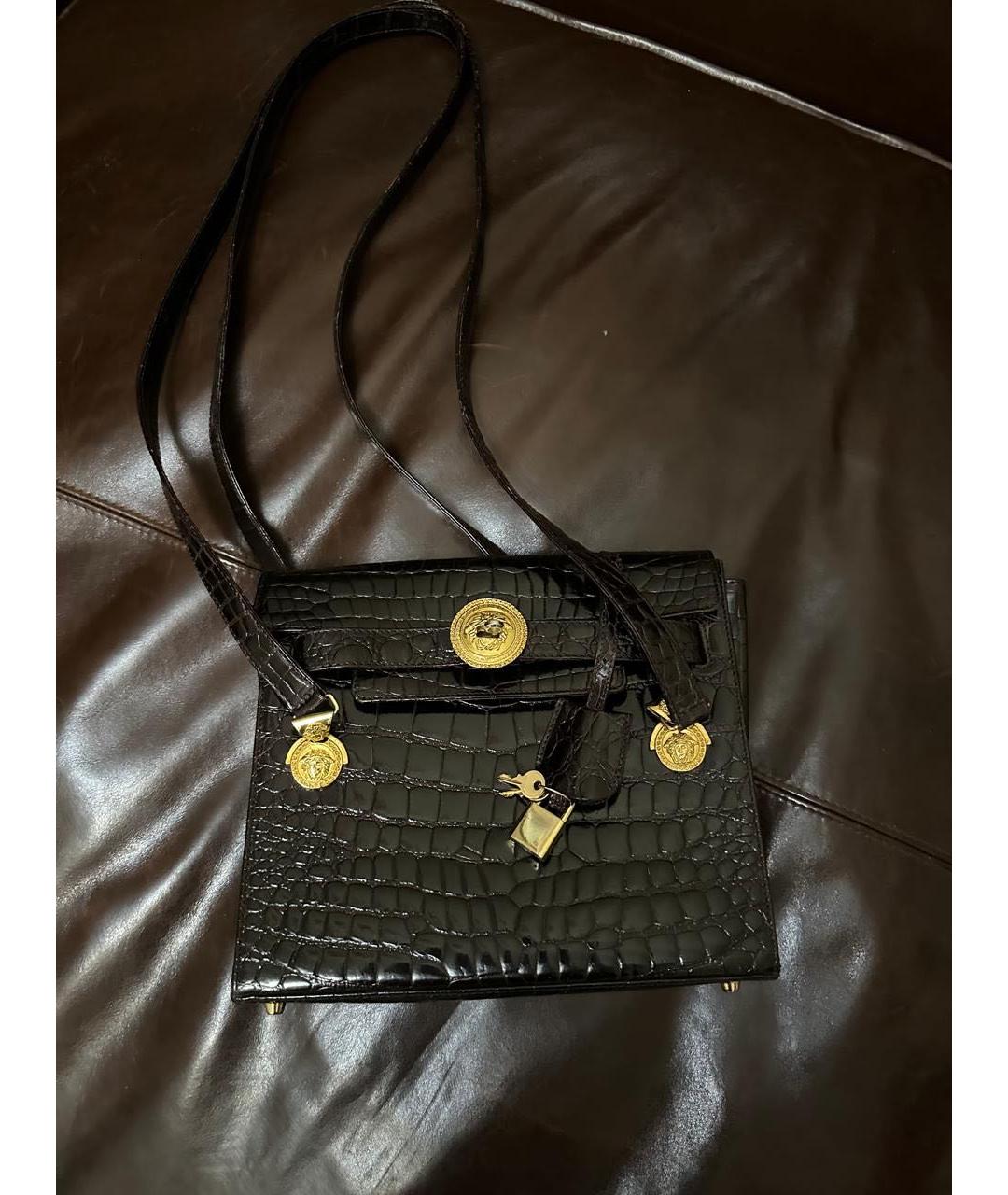 VERSACE Бордовая сумка через плечо из экзотической кожи, фото 3