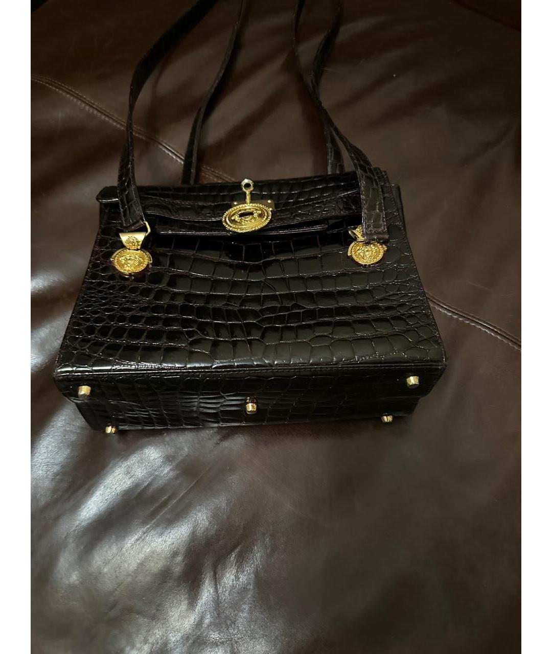 VERSACE Бордовая сумка через плечо из экзотической кожи, фото 2