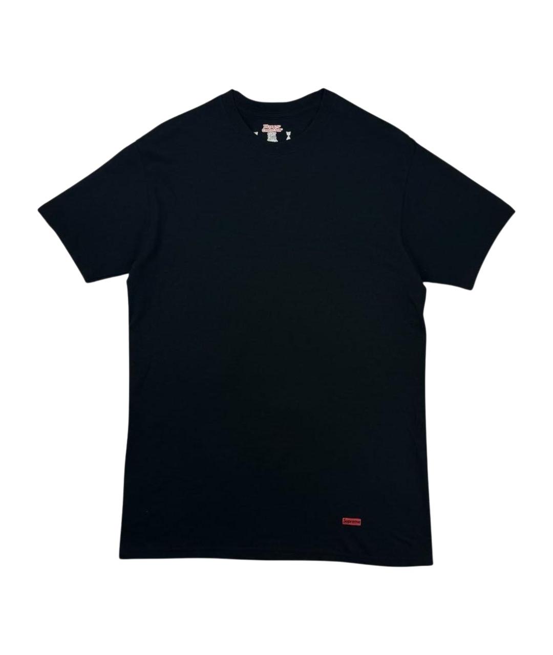 SUPREME Черная хлопковая футболка, фото 1