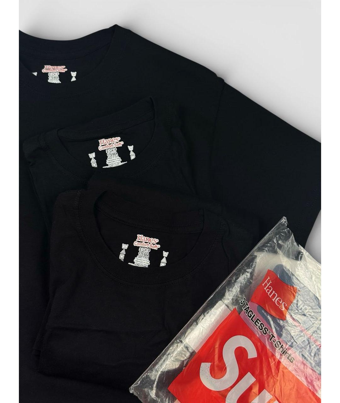 SUPREME Черная хлопковая футболка, фото 3