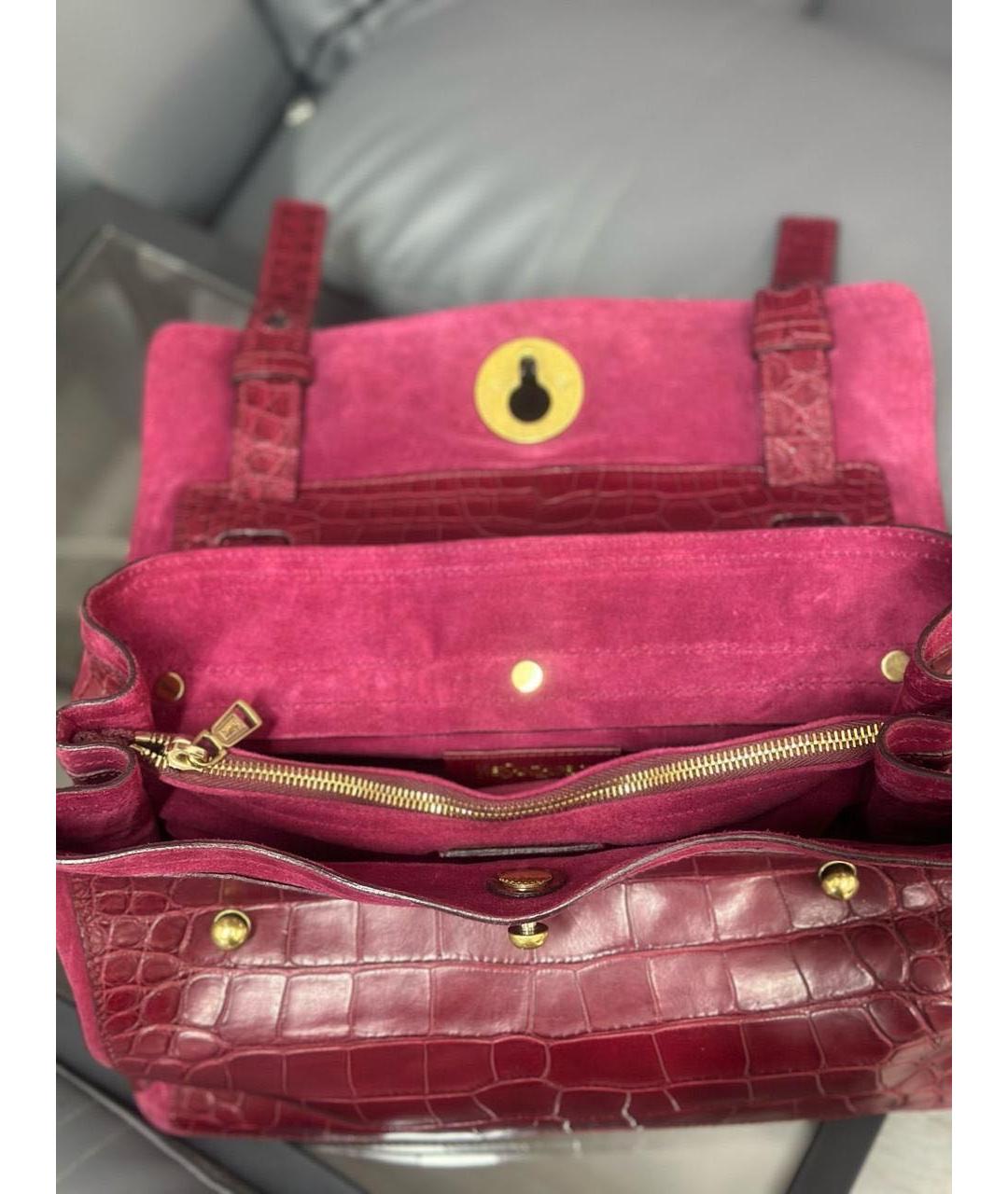 SAINT LAURENT Красная сумка с короткими ручками из экзотической кожи, фото 4