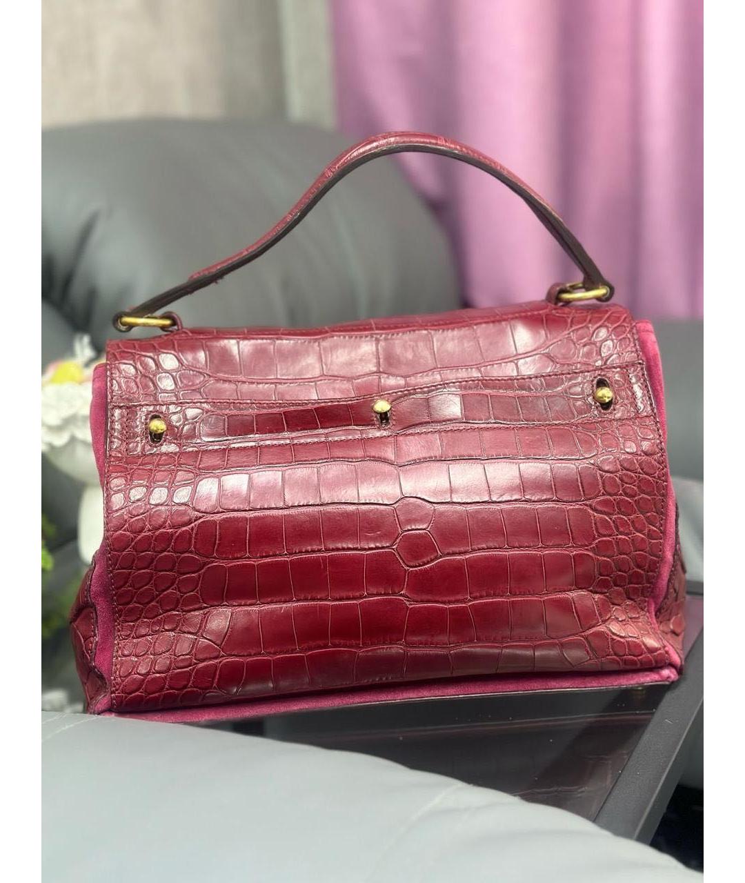 SAINT LAURENT Красная сумка с короткими ручками из экзотической кожи, фото 2