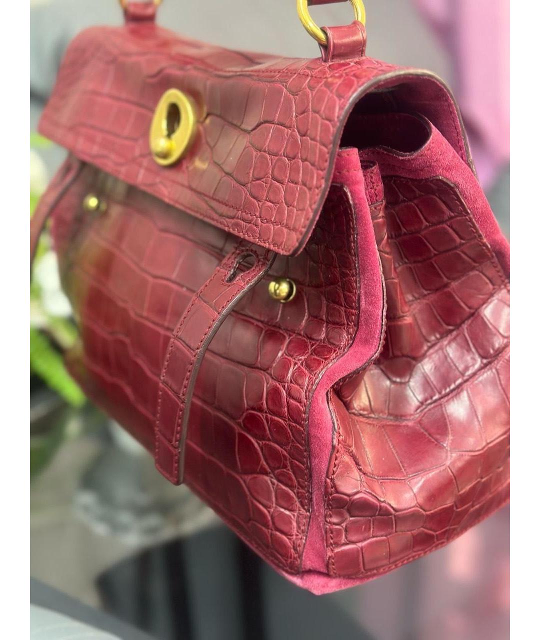 SAINT LAURENT Красная сумка с короткими ручками из экзотической кожи, фото 3