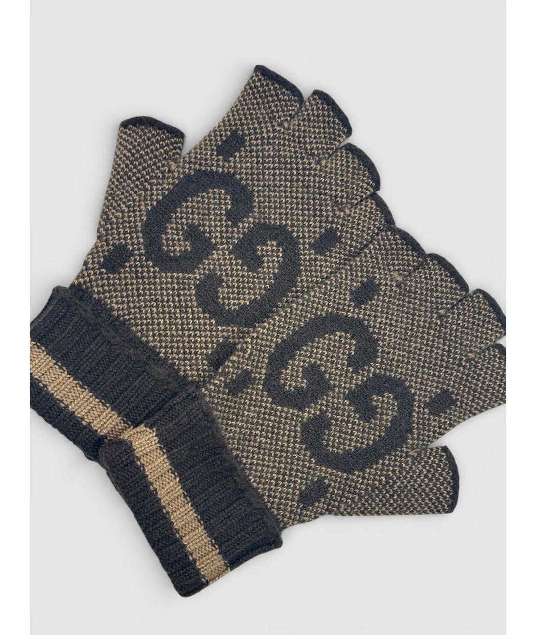 GUCCI Коричневые шерстяные перчатки, фото 4