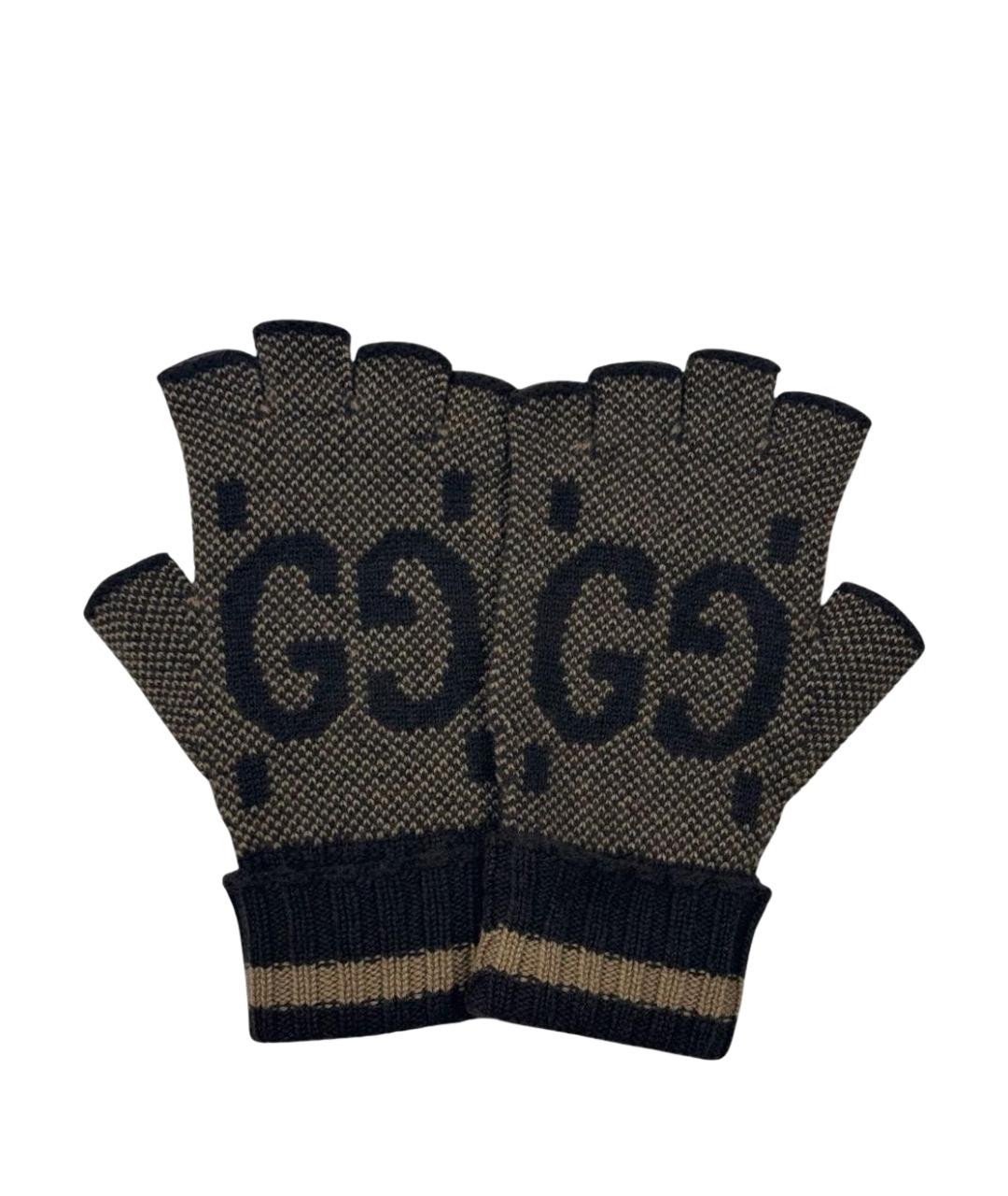 GUCCI Коричневые шерстяные перчатки, фото 1