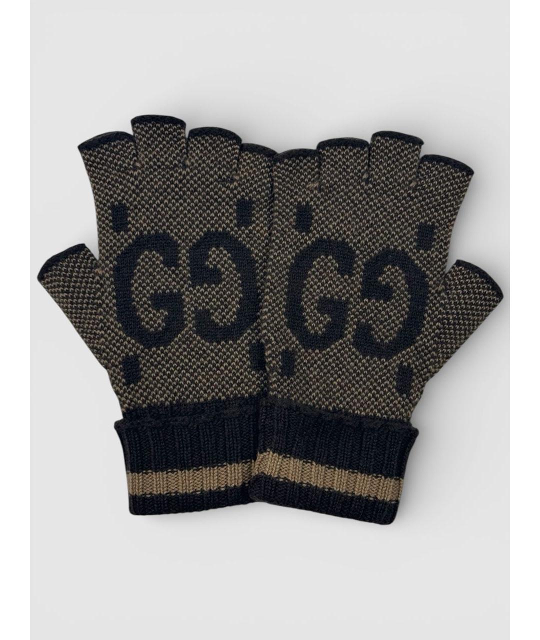 GUCCI Коричневые шерстяные перчатки, фото 6