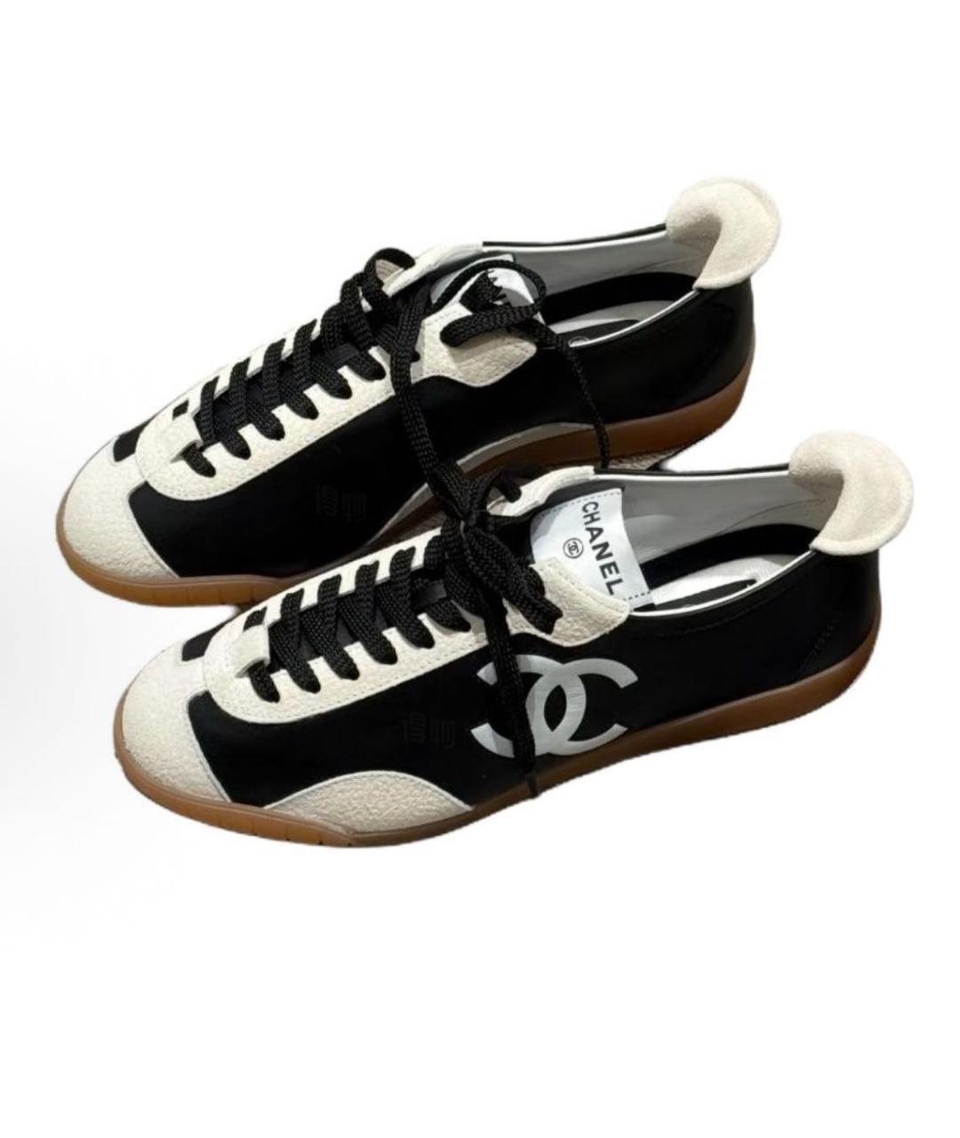 CHANEL Черные кожаные кроссовки, фото 4