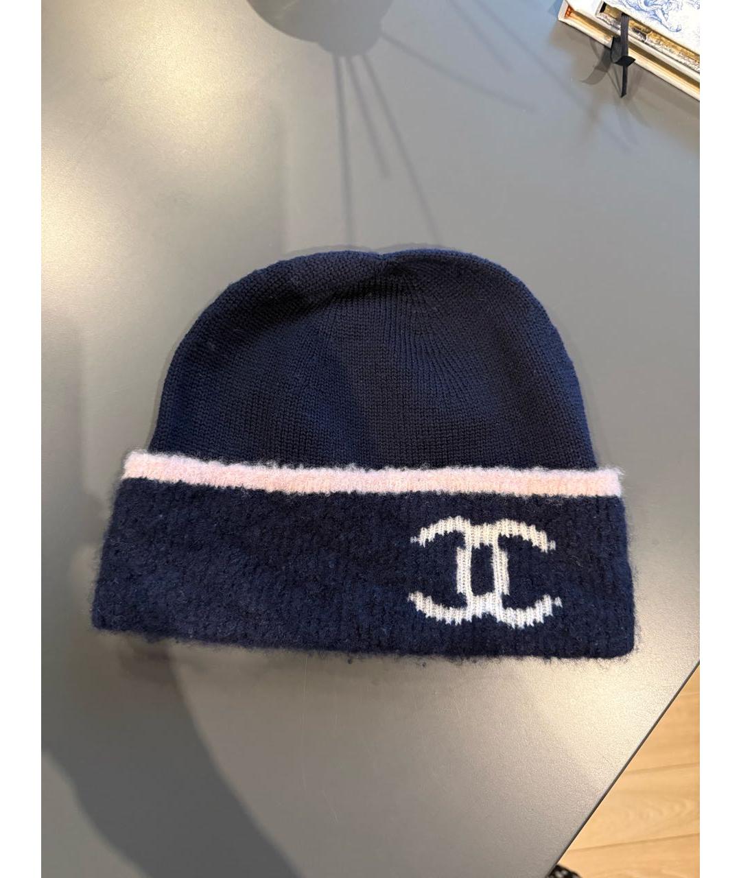 CHANEL Темно-синяя кашемировая шапка, фото 4