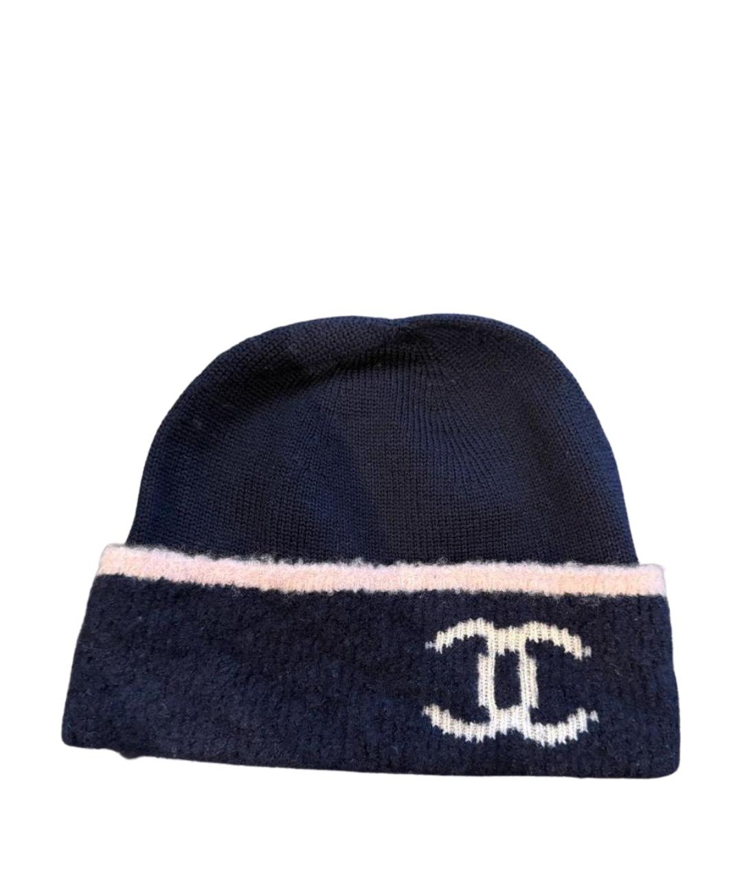 CHANEL Темно-синяя кашемировая шапка, фото 1