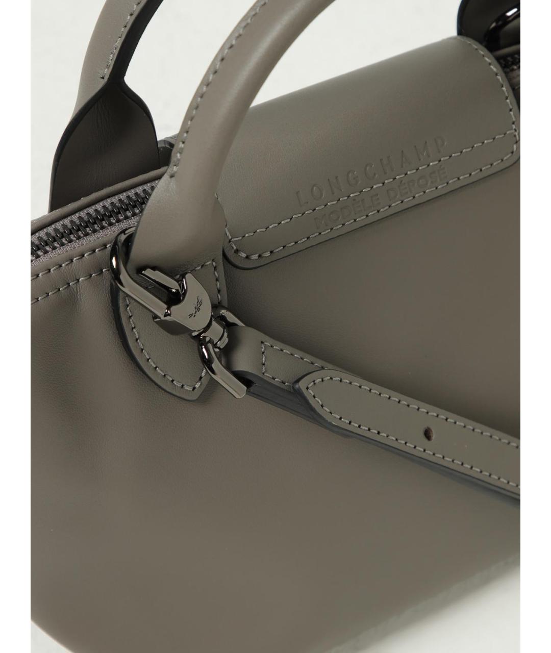 LONGCHAMP Серая кожаная сумка через плечо, фото 3