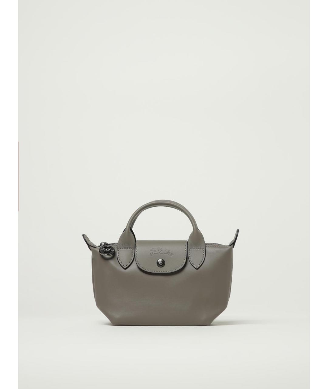 LONGCHAMP Серая кожаная сумка через плечо, фото 4