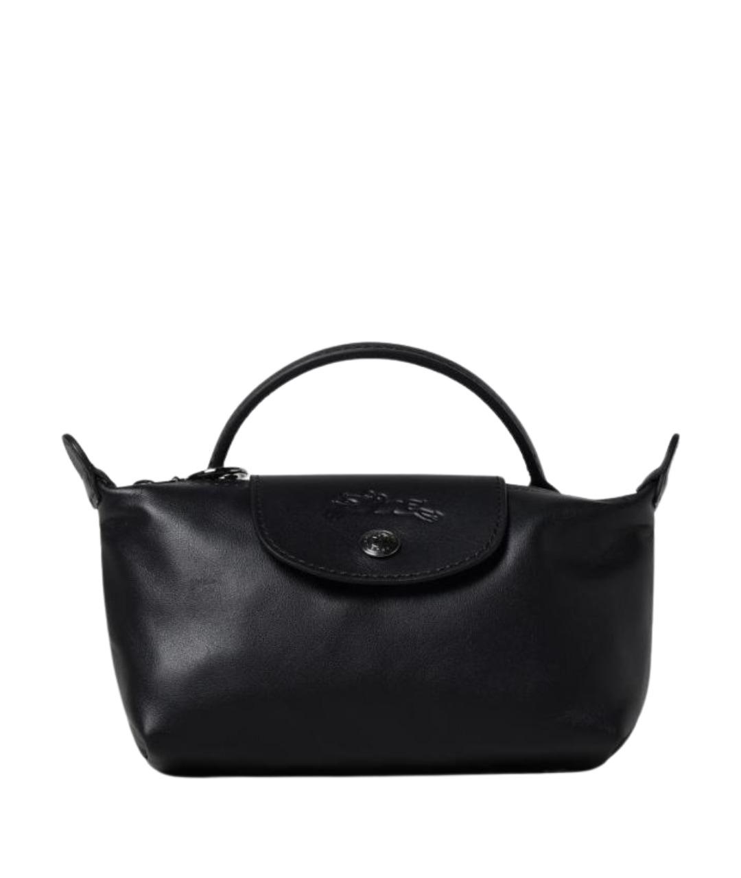 LONGCHAMP Черная кожаная сумка с короткими ручками, фото 1
