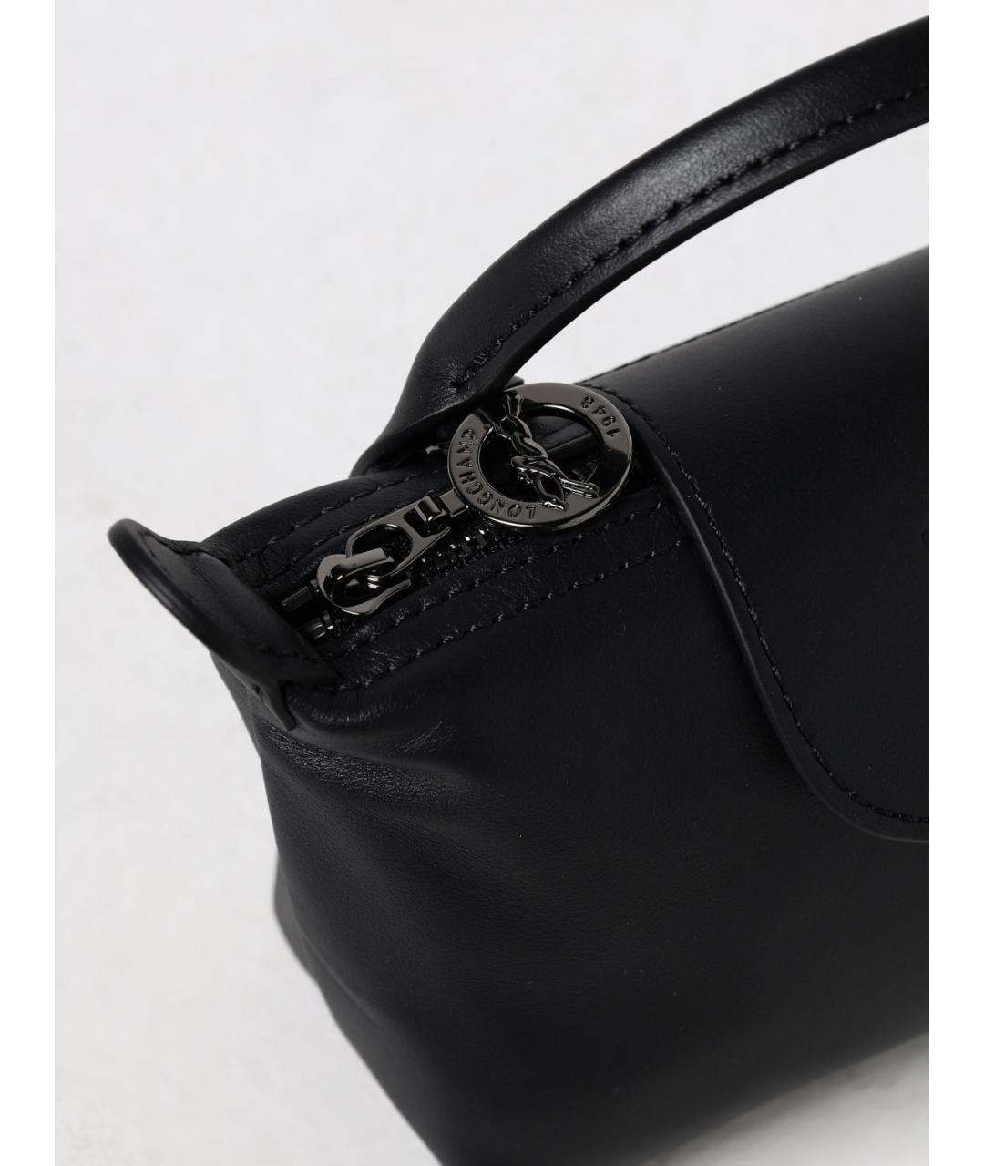 LONGCHAMP Черная кожаная сумка с короткими ручками, фото 3
