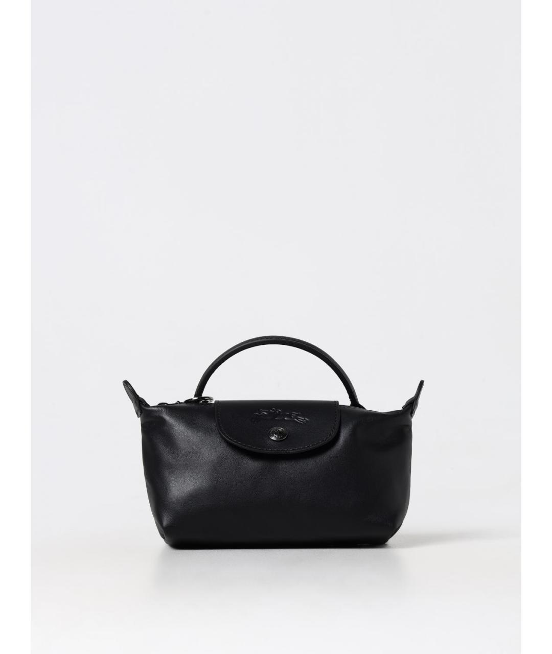 LONGCHAMP Черная кожаная сумка с короткими ручками, фото 4