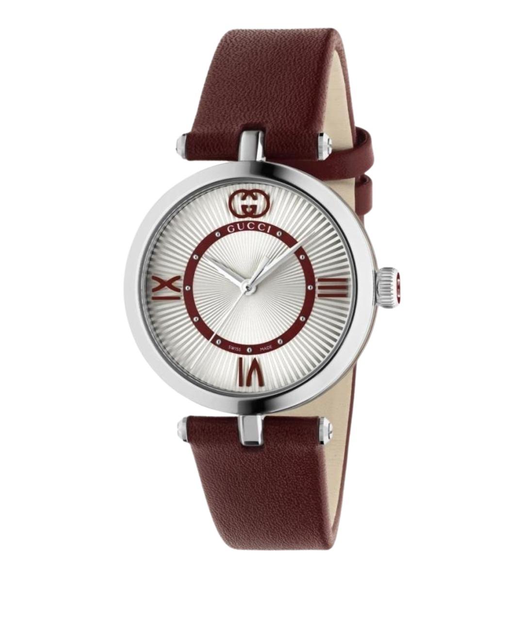 GUCCI Бордовые металлические часы, фото 1