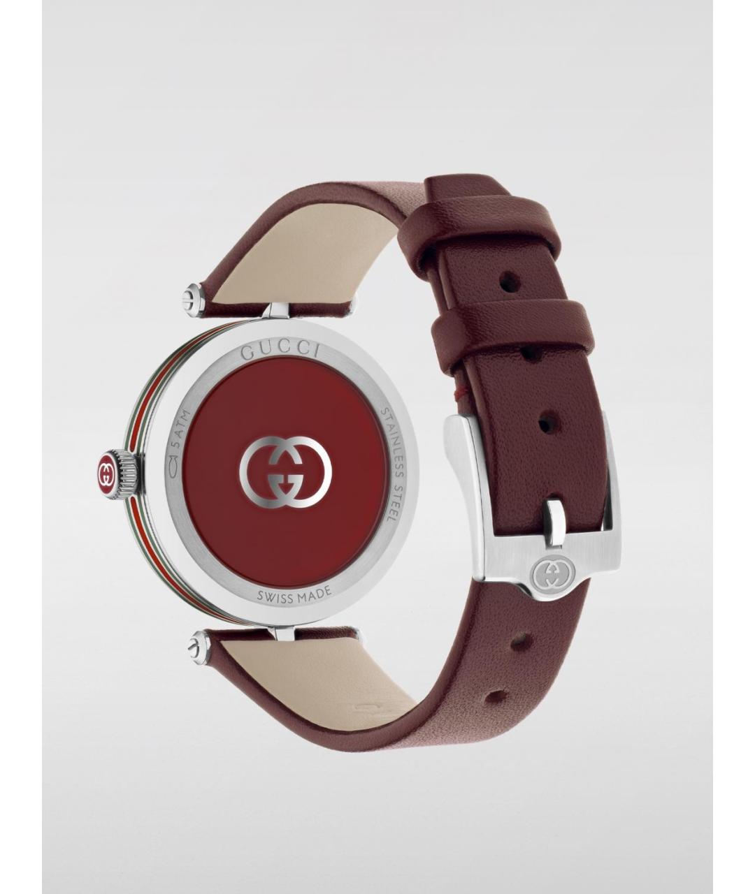 GUCCI Бордовые металлические часы, фото 2