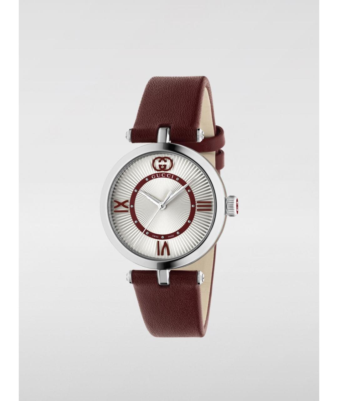 GUCCI Бордовые металлические часы, фото 3