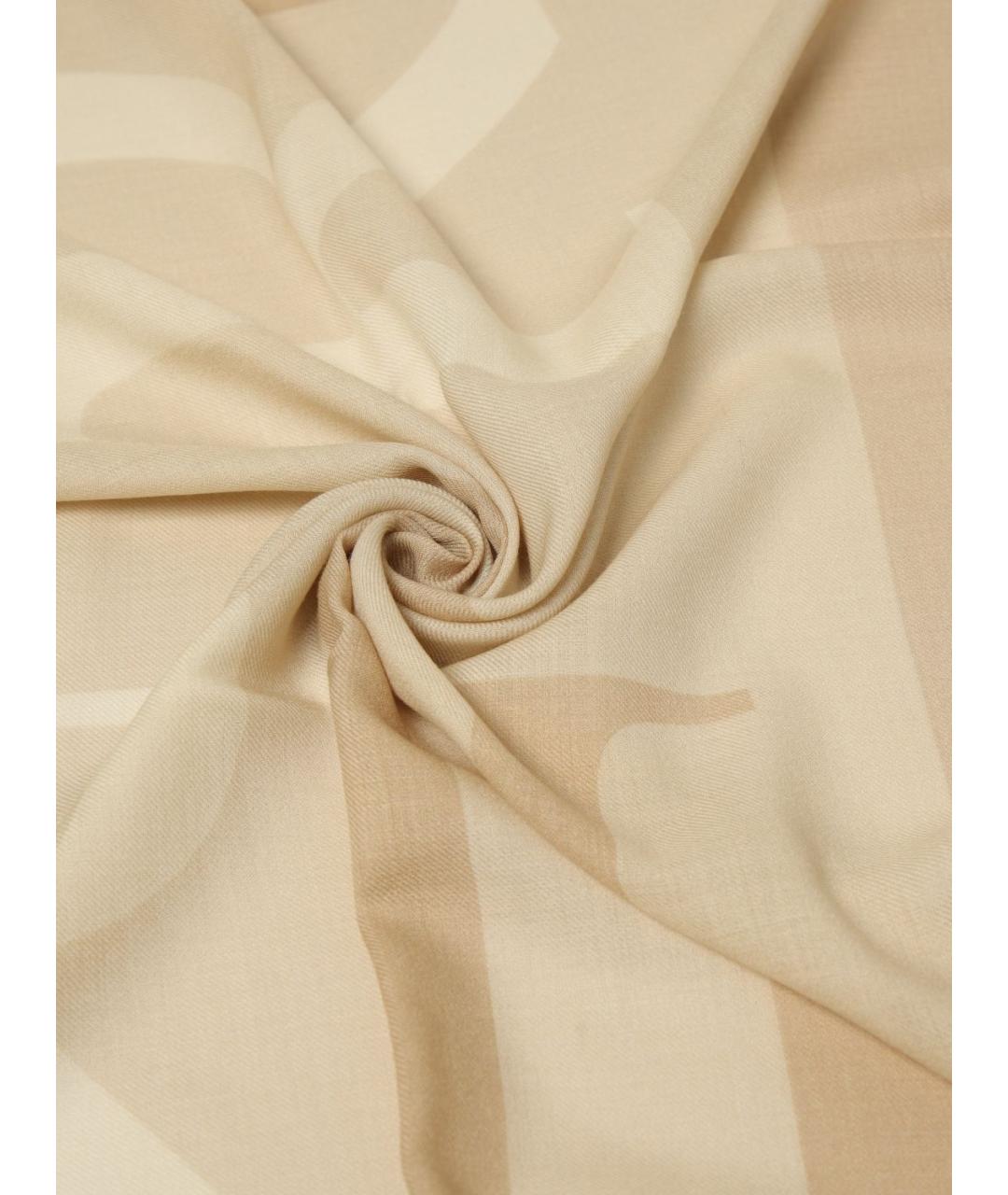 RALPH LAUREN Бежевый шерстяной шарф, фото 3