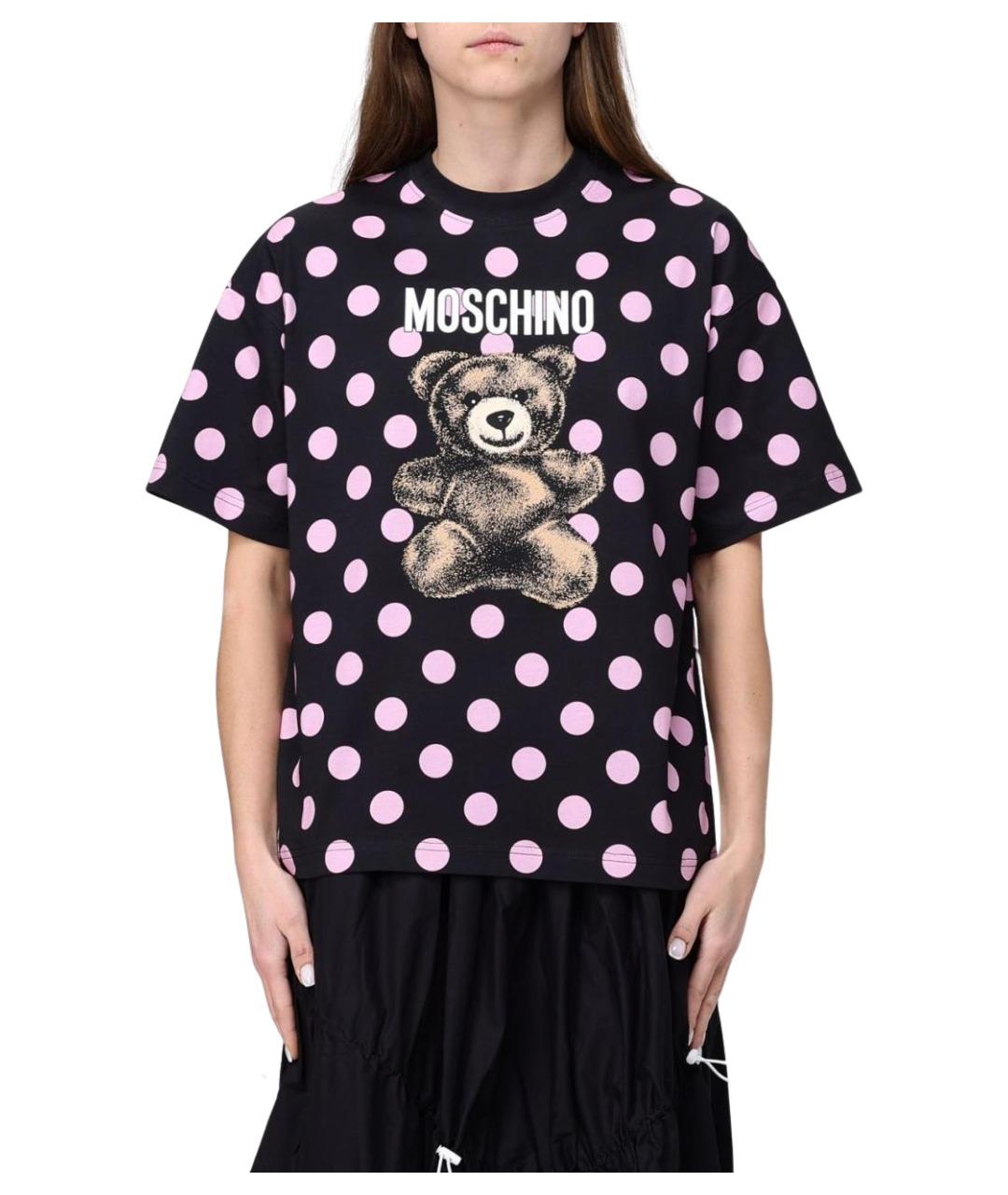 MOSCHINO Черная хлопковая футболка, фото 1