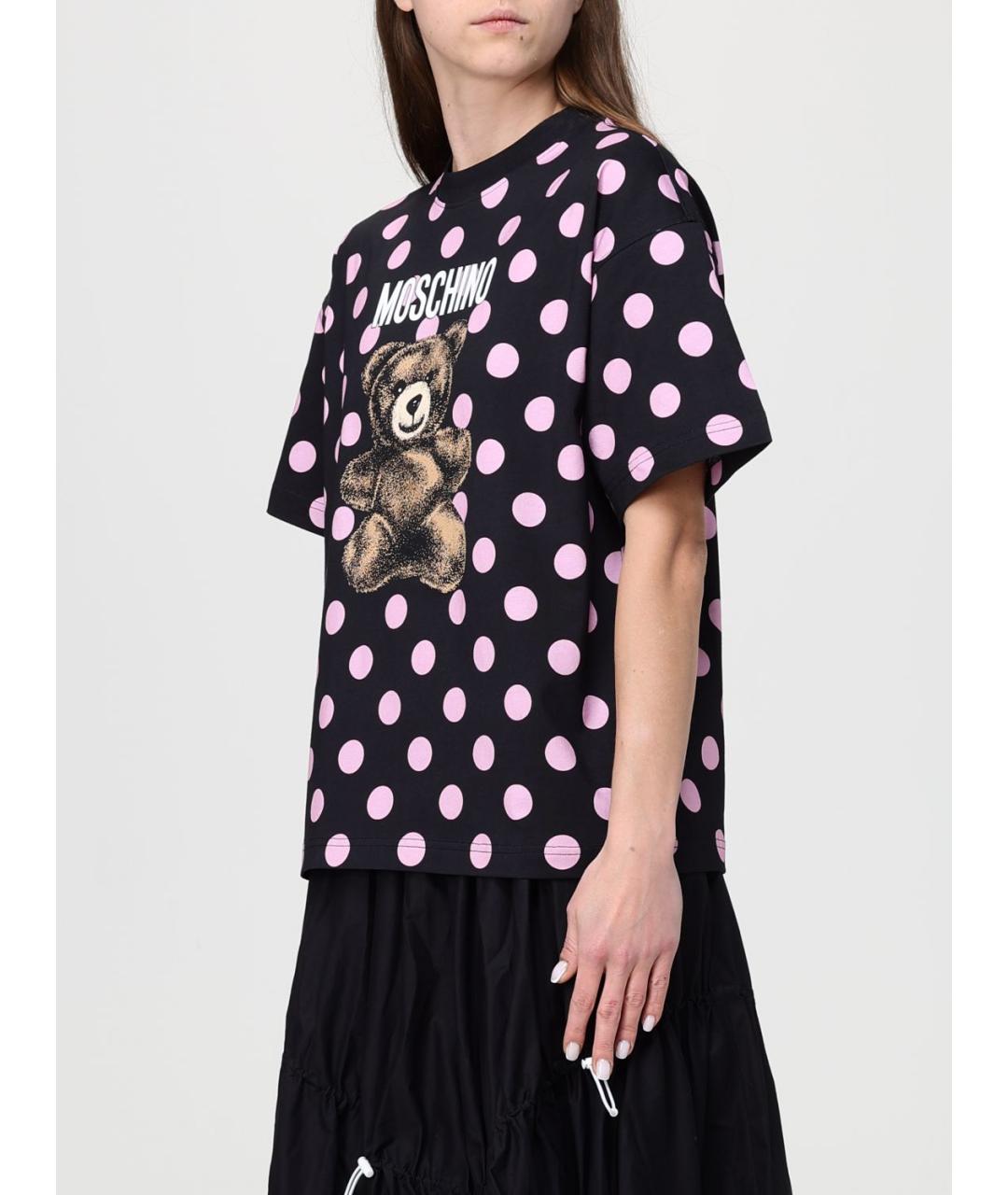 MOSCHINO Черная хлопковая футболка, фото 4