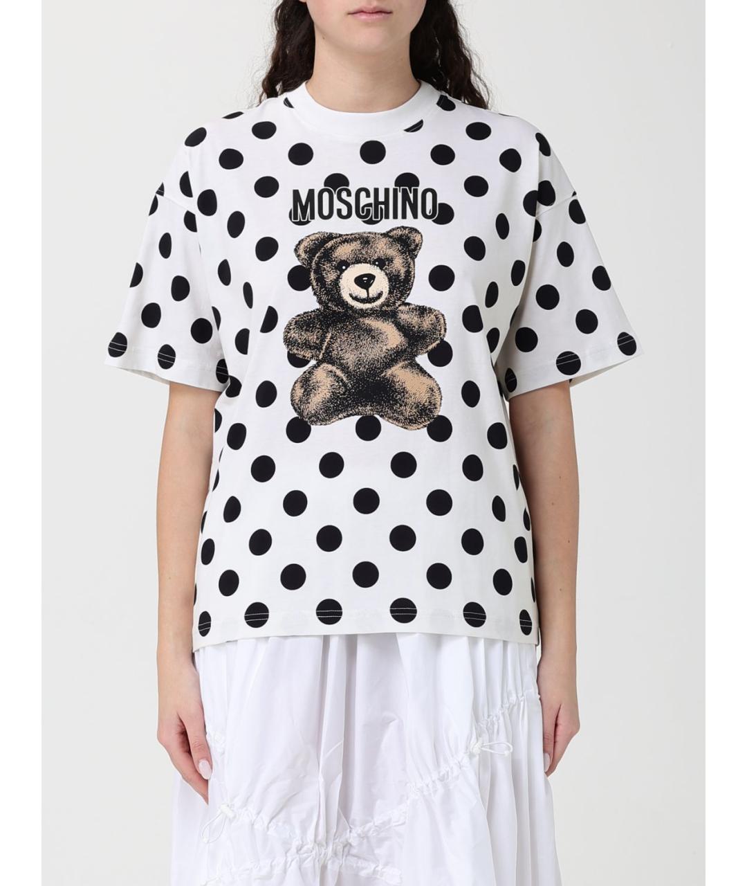 MOSCHINO Белая хлопковая футболка, фото 6