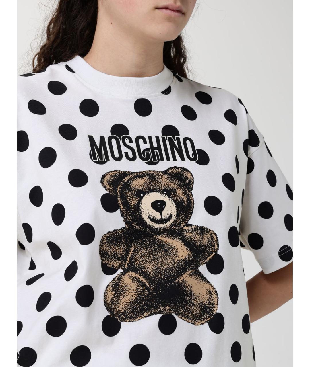 MOSCHINO Белая хлопковая футболка, фото 5
