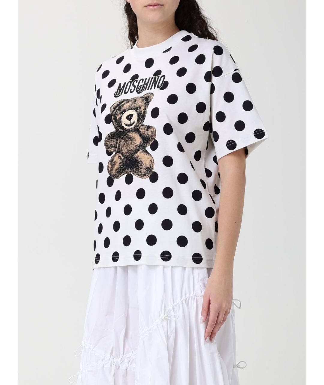 MOSCHINO Белая хлопковая футболка, фото 4