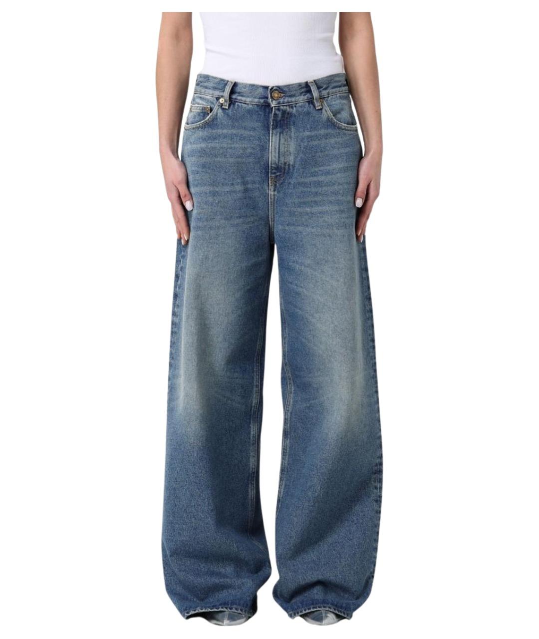 GOLDEN GOOSE DELUXE BRAND Синие хлопковые прямые джинсы, фото 1