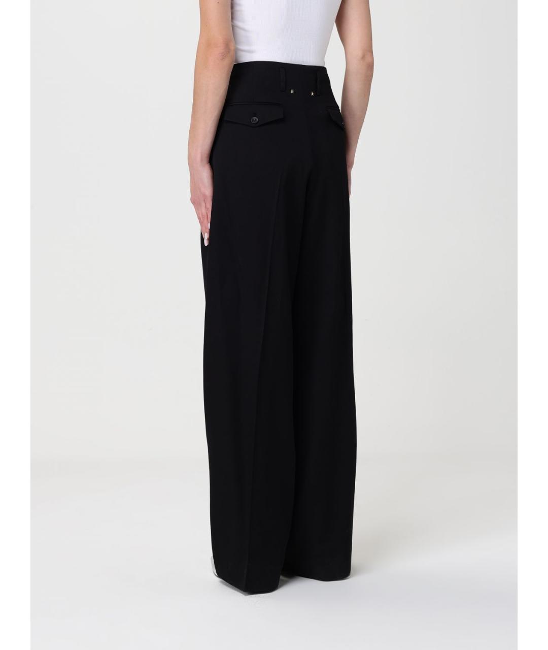 GOLDEN GOOSE DELUXE BRAND Черные шерстяные прямые брюки, фото 2