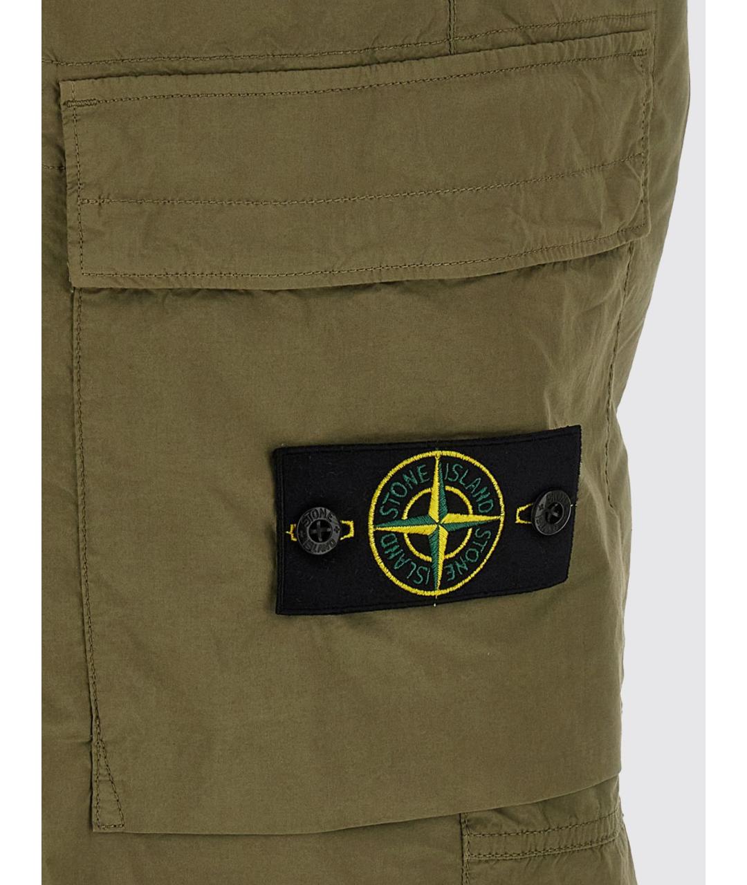 STONE ISLAND Хаки хлопковые повседневные брюки, фото 4