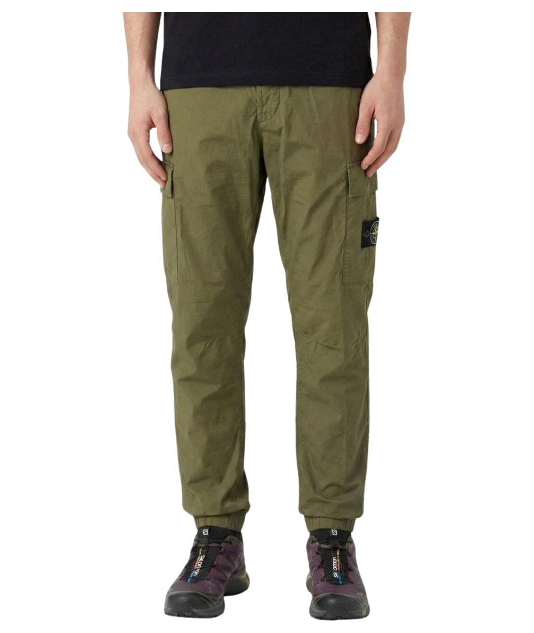 STONE ISLAND Хаки хлопковые повседневные брюки, фото 1