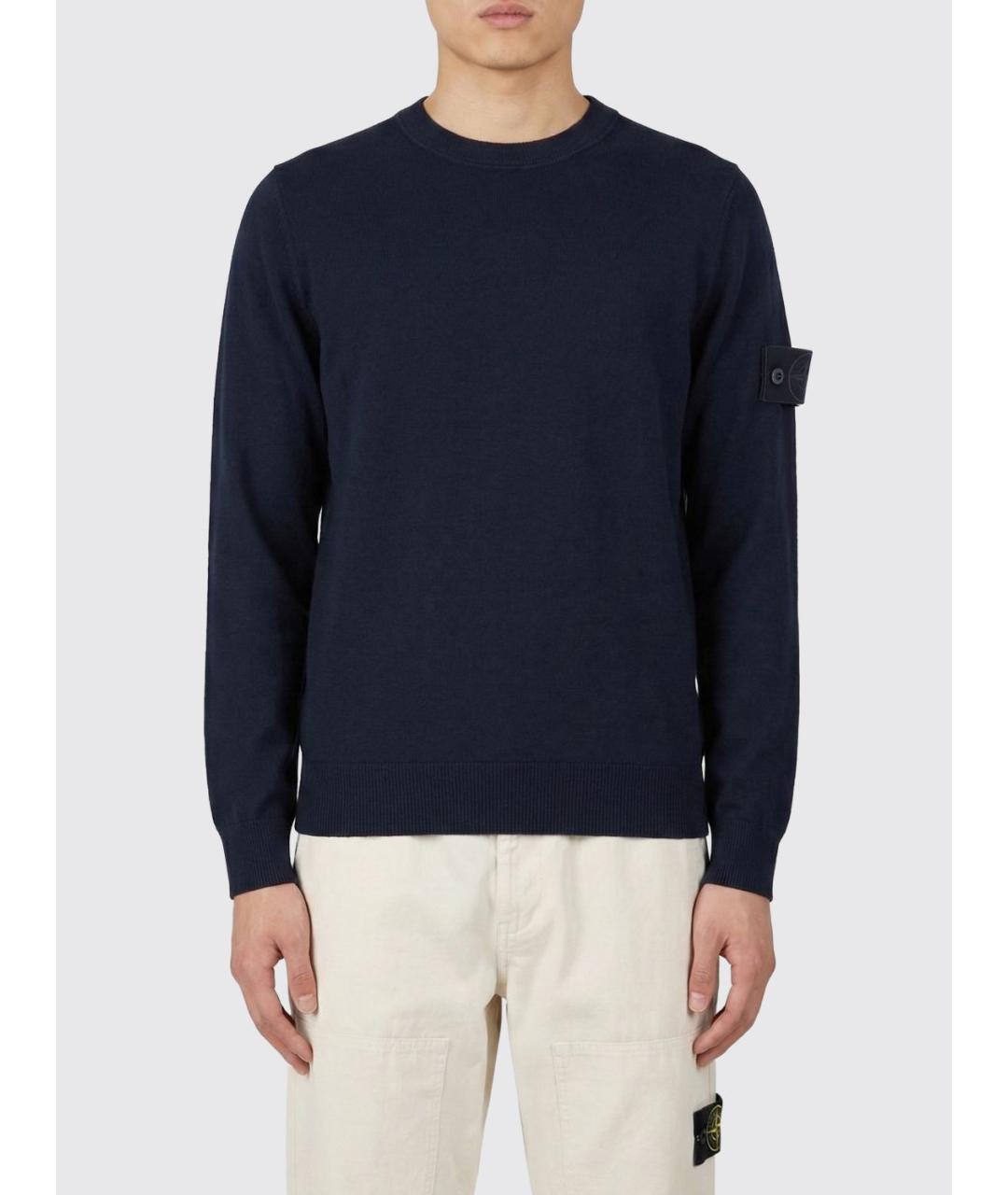 STONE ISLAND Темно-синий шерстяной джемпер / свитер, фото 2