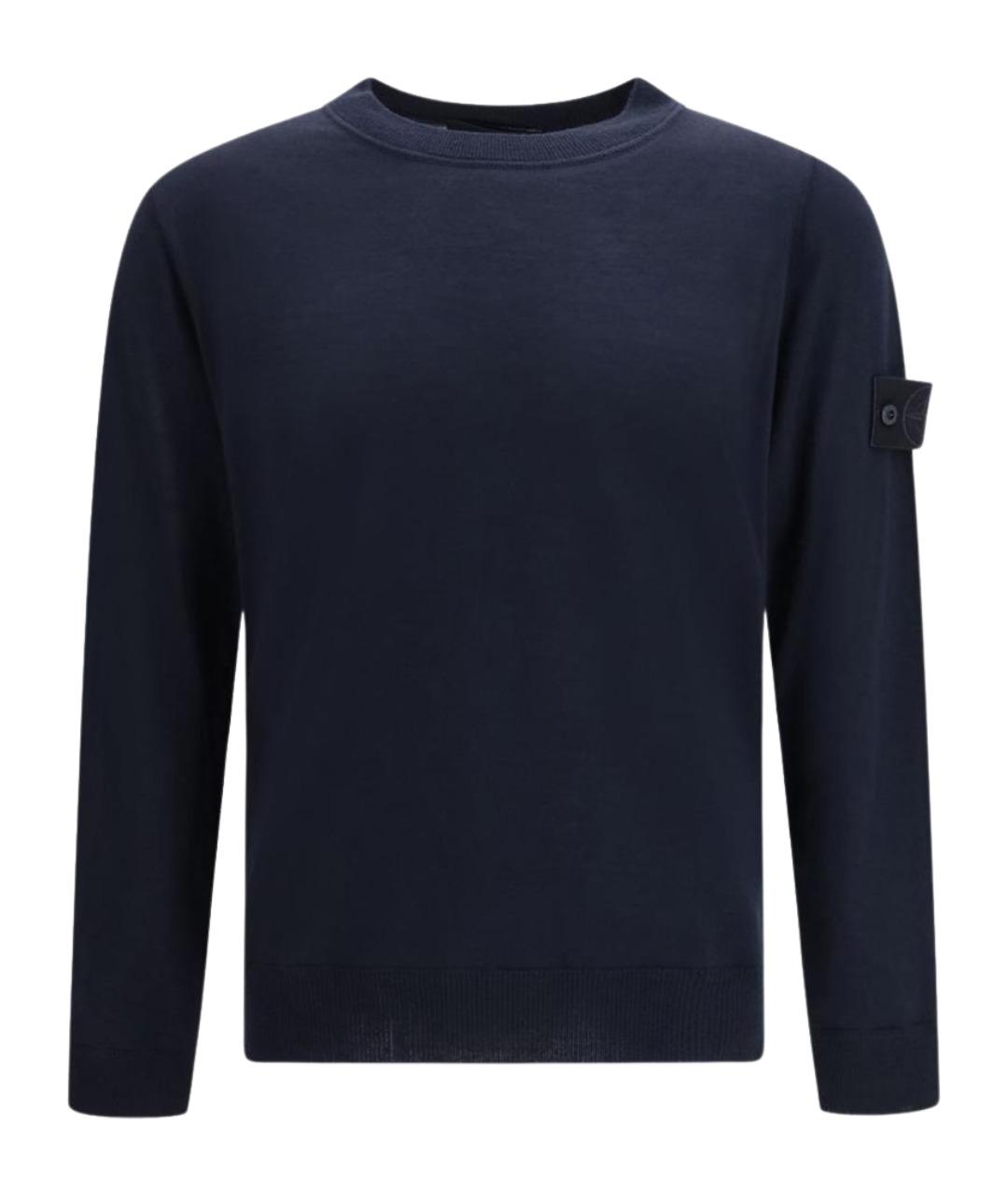 STONE ISLAND Темно-синий шерстяной джемпер / свитер, фото 1