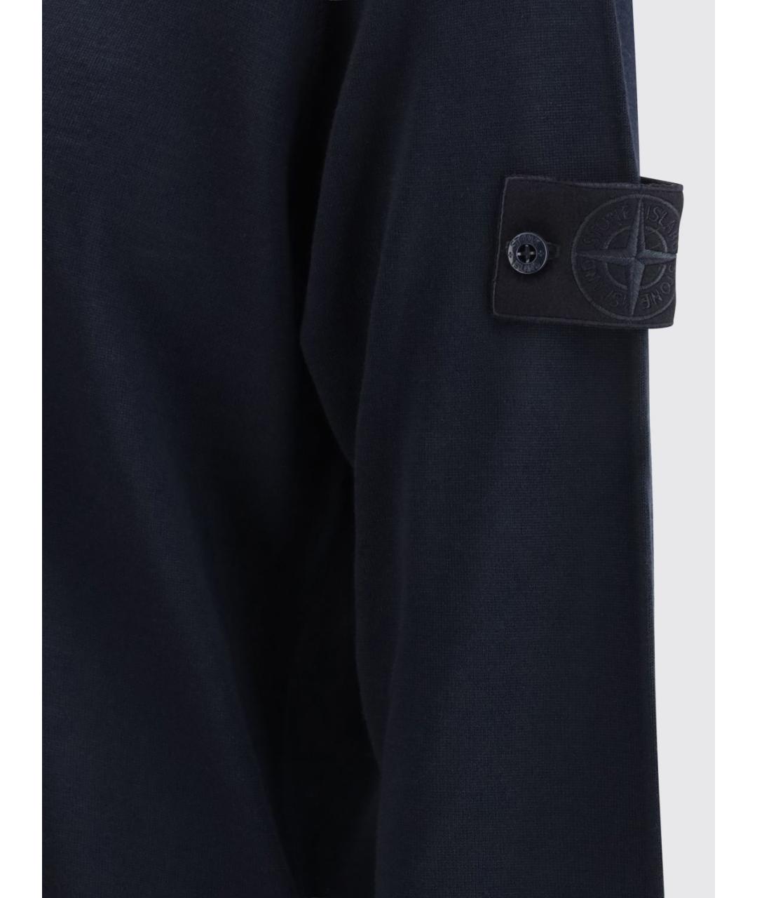 STONE ISLAND Темно-синий шерстяной джемпер / свитер, фото 4