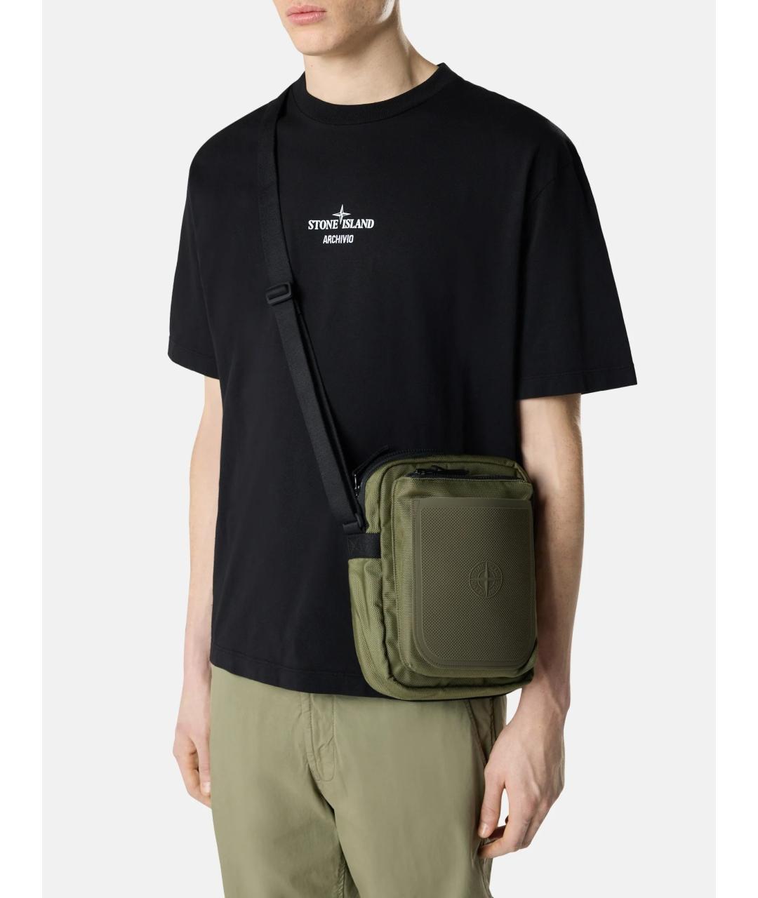 STONE ISLAND Хаки синтетическая сумка на плечо, фото 2