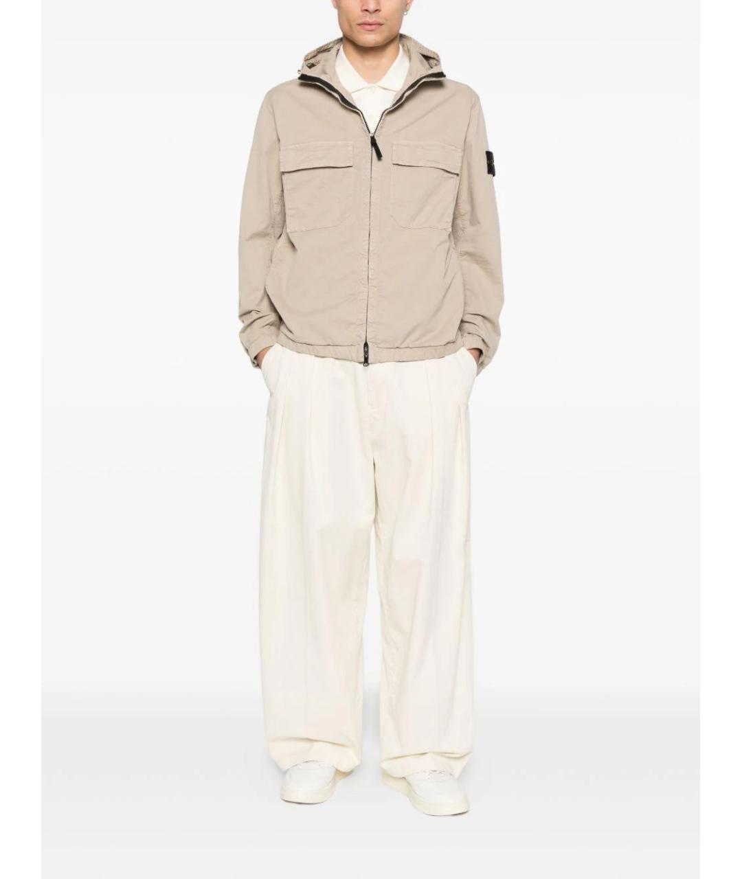 STONE ISLAND Бежевая хлопковая куртка, фото 2