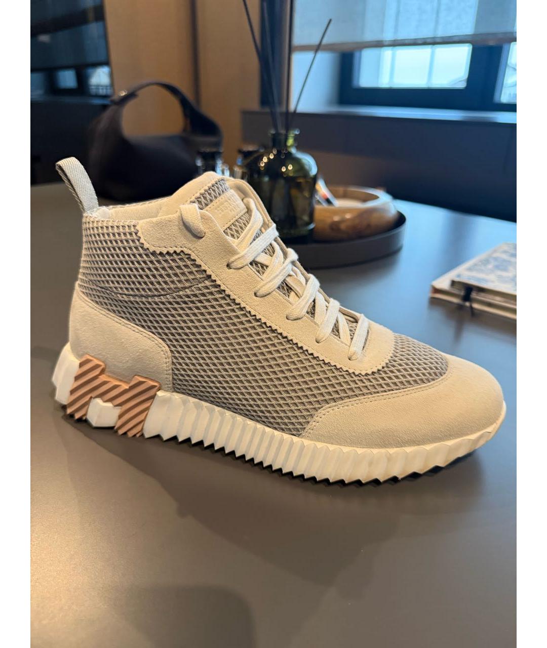 HERMES Белые текстильные кроссовки, фото 5