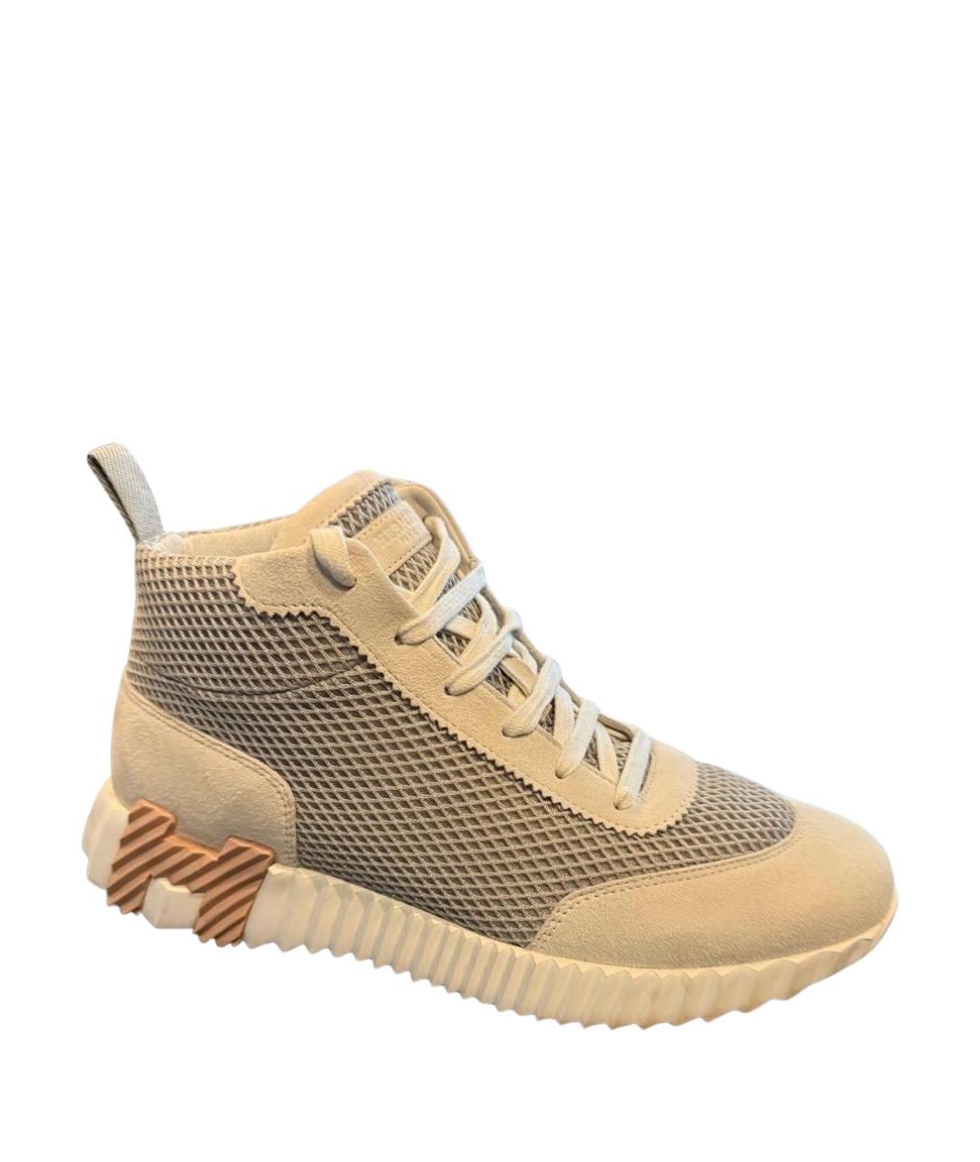 HERMES Белые текстильные кроссовки, фото 1