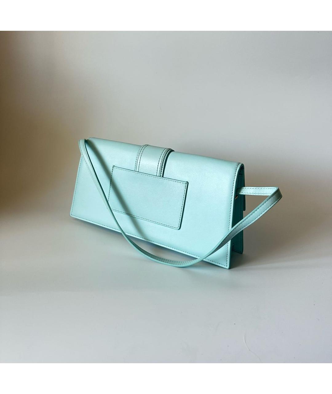 JACQUEMUS Бирюзовая кожаная сумка с короткими ручками, фото 7