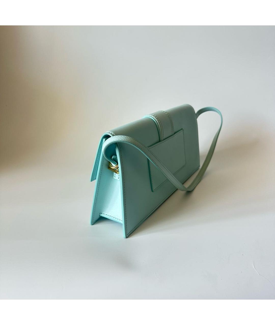 JACQUEMUS Бирюзовая кожаная сумка с короткими ручками, фото 6