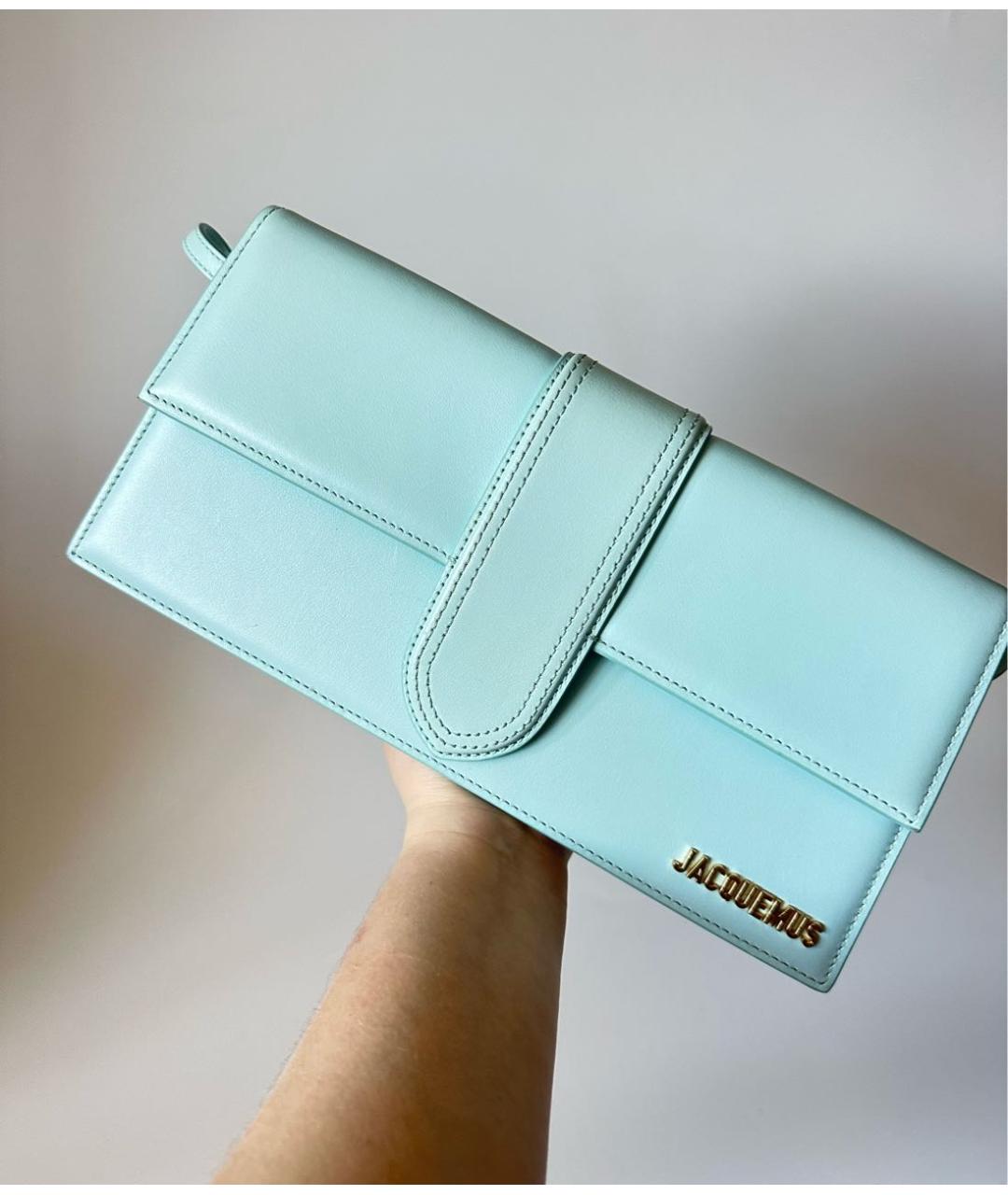 JACQUEMUS Бирюзовая кожаная сумка с короткими ручками, фото 8