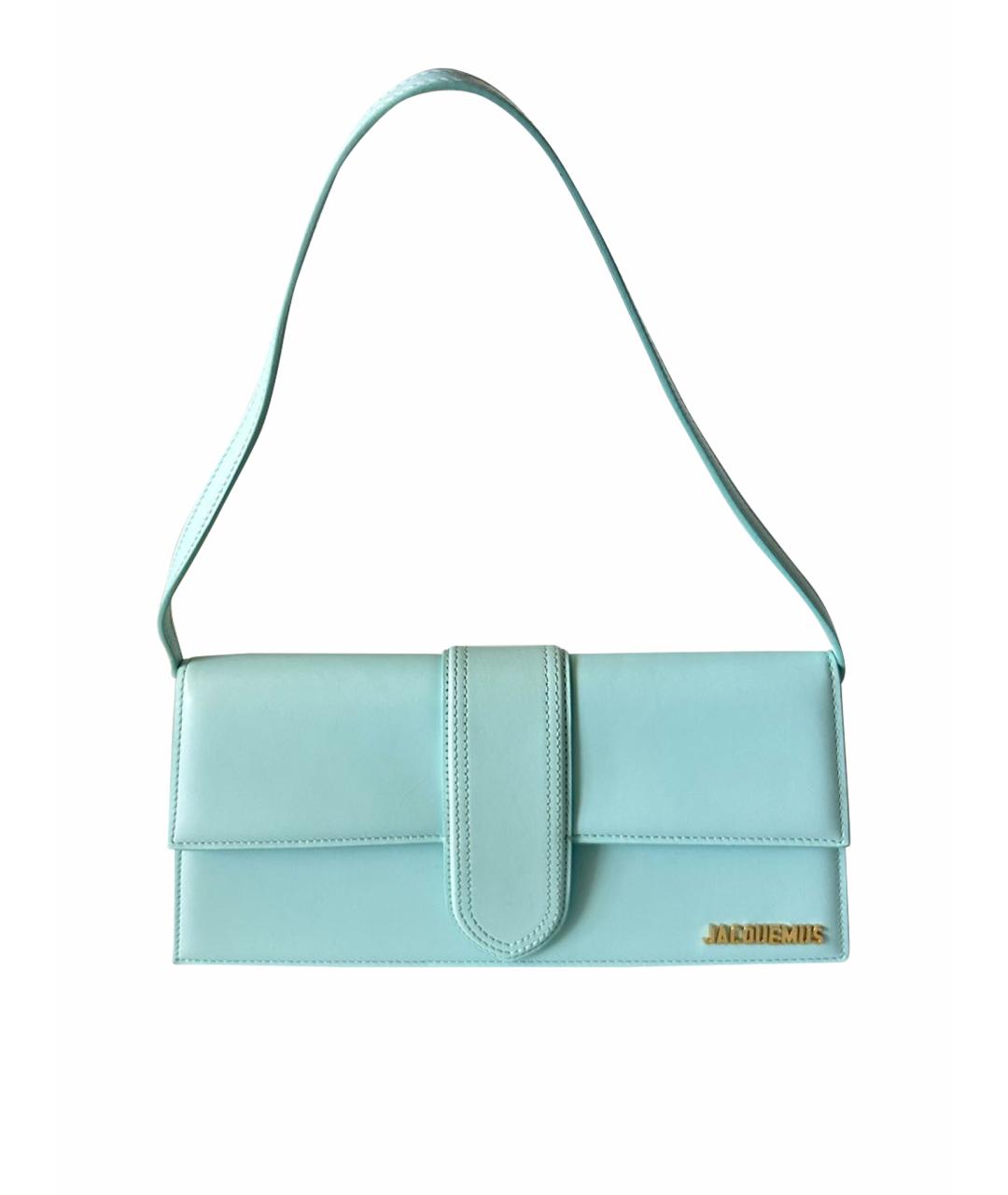 JACQUEMUS Бирюзовая кожаная сумка с короткими ручками, фото 1