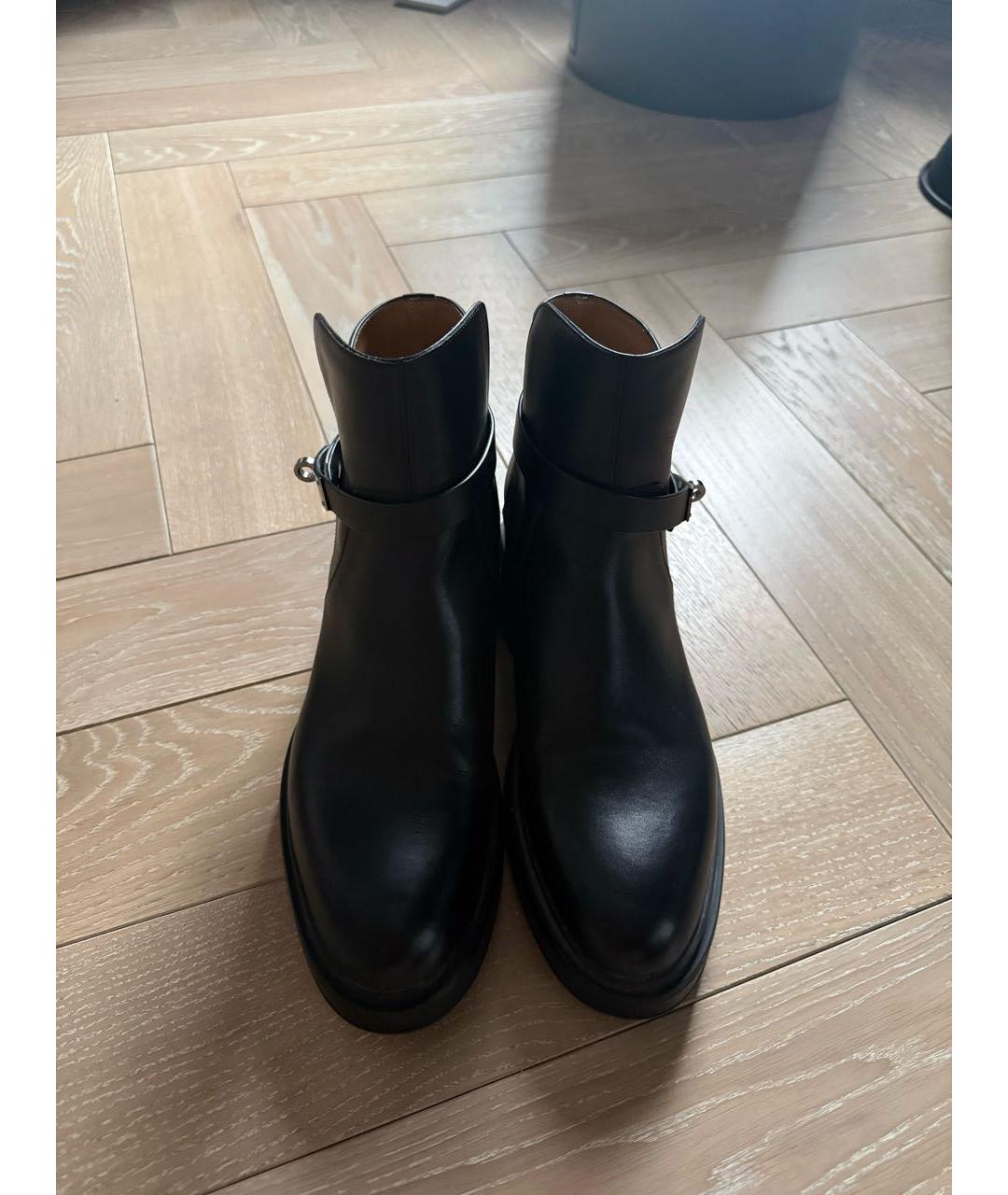 HERMES Черные кожаные ботинки, фото 2