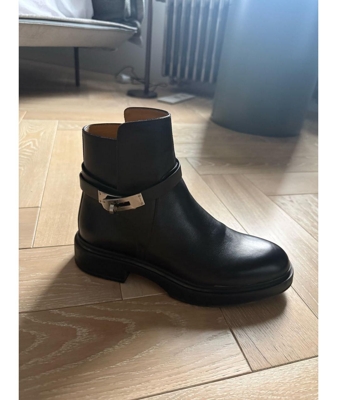 HERMES Черные кожаные ботинки, фото 5
