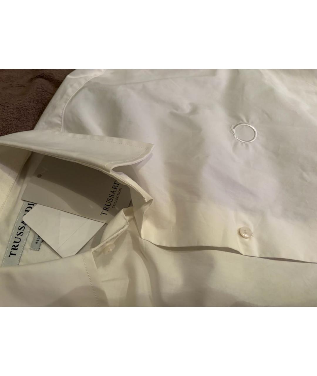 TRUSSARDI Белая хлопковая кэжуал рубашка, фото 3