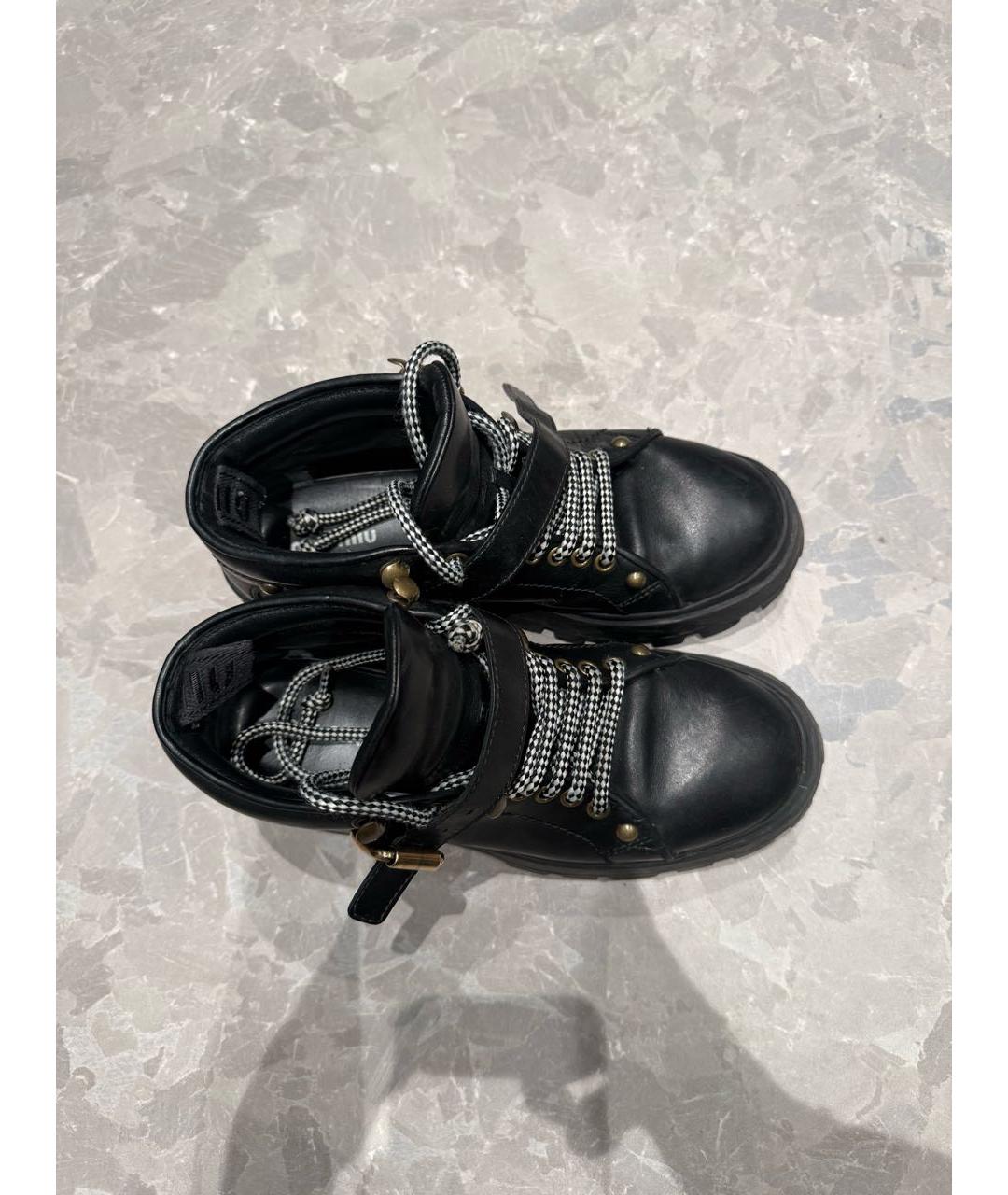 MIU MIU Черные кожаные ботинки, фото 4