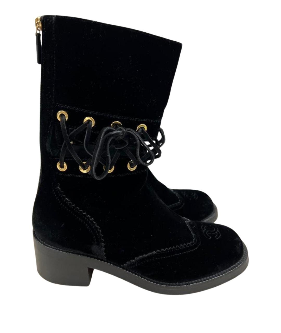 CHANEL Черные замшевые ботинки, фото 1