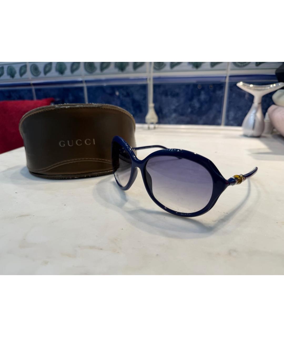 GUCCI Темно-синие пластиковые солнцезащитные очки, фото 6