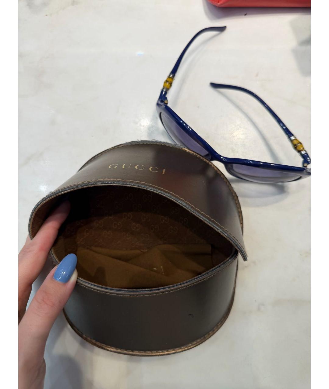 GUCCI Темно-синие пластиковые солнцезащитные очки, фото 4