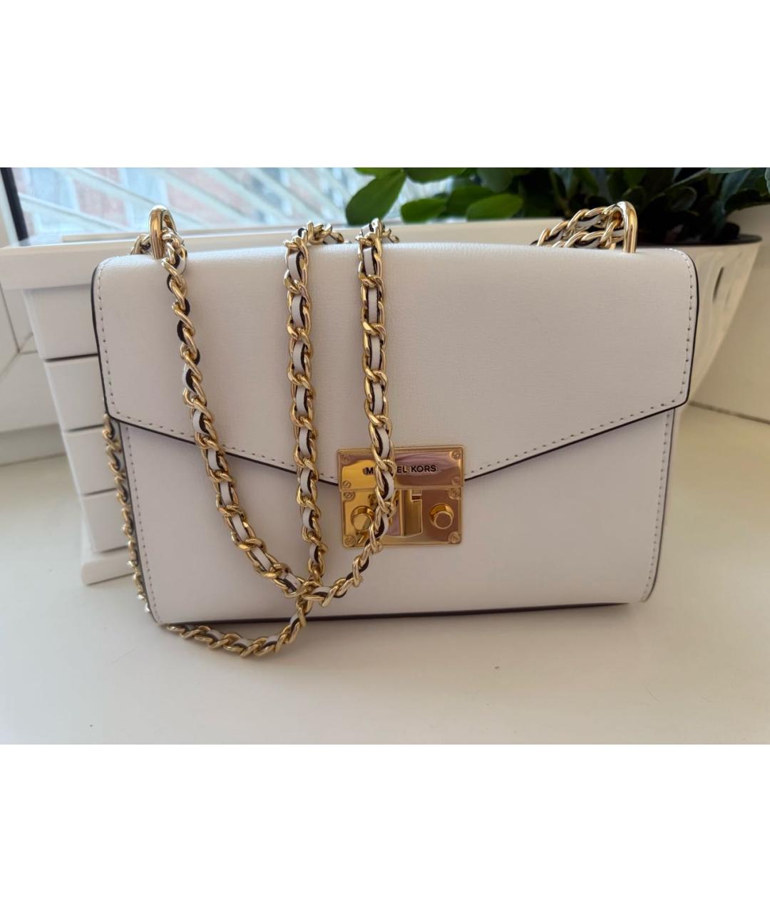 MICHAEL KORS Белая кожаная сумка через плечо, фото 6